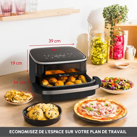 Oppervlak en pizza Easy Fry XL, Airfryer, groot kookoppervlak, 4L, compact formaat, venster