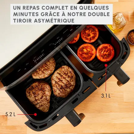 Airfryer dual EASY FRY & GRILL 8,3 L roestvrij staal