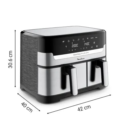 Airfryer dual EASY FRY & GRILL 8,3 L roestvrij staal